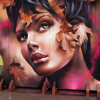 Beautiful Women Face Urban Graffiti