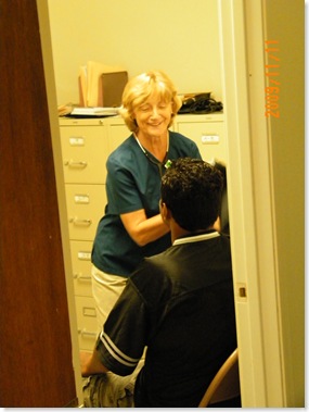 Alice Parkin with a patient