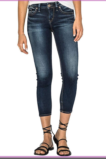 women's denim skinny crop jeans