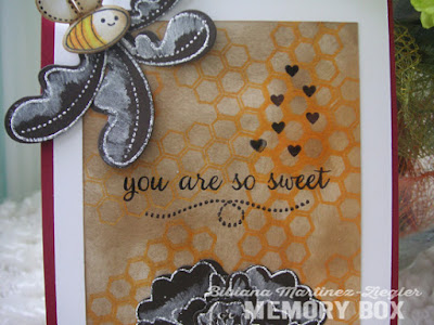 bee card with archival resist detail