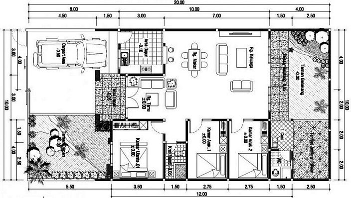 denah rumah mewah modern tampak minimalis