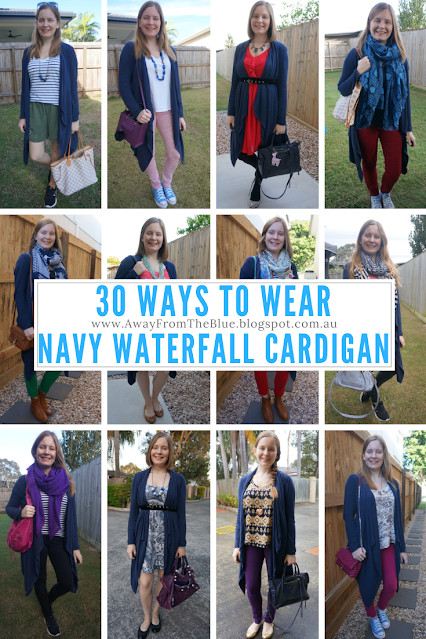 30 ways to wear Jeanswest waterfall drape cardigan in navy night sky marle outfit ideas awayfromblue