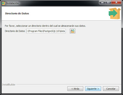 Instalador PostgreSQL - Directorio de Datos