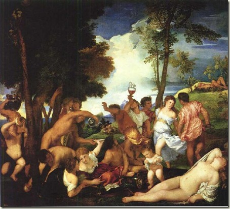 Bacanal dos Adrianos Ticiano. 1518 - Museu do Prado Madrid - Espanha