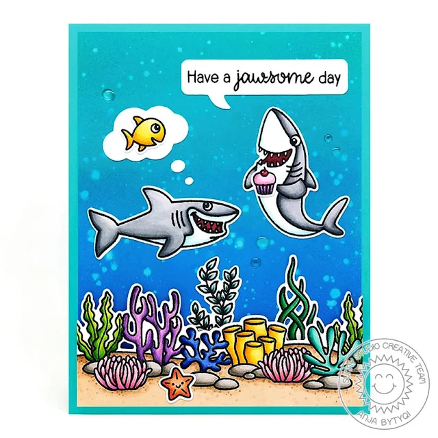 Sunny Studio Stamps: Sea You Soon Tropical Scenes Best Fishes Comic Strip Speech Bubble Dies Everyday Punny Card by Anja Bytyqi