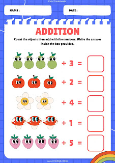 Addition Worksheet for Kindergarten