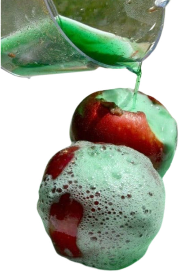 Teach kids about chemical reactions this autumn and make apple volcanoes! #applevolcano #applevolcanoexperiment #appleactivitiespreschool #scienceexperimentskids #growingajeweledrose