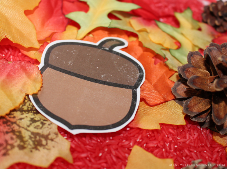 Fall leaf sensory bin for toddlers