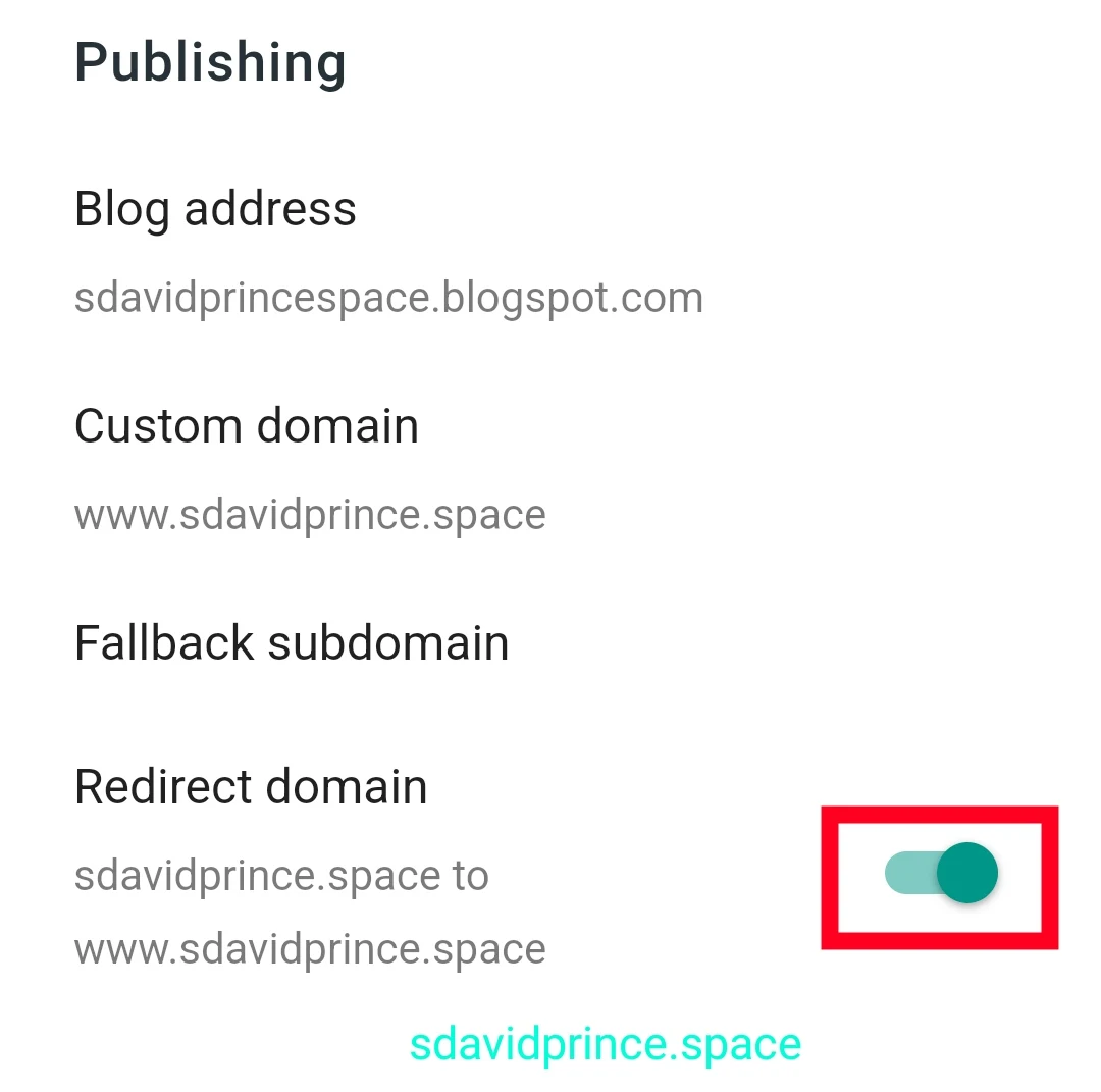 Blogger publishing settings