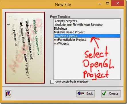 Use OpenGL project template