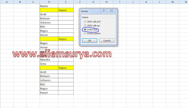 Cara Menghapus Beberapa Cell Yang Kosong