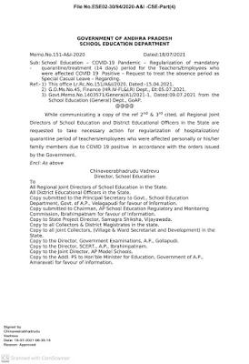 Regularization Of Mandatory Quarantine / Treatment (14 Days) Period for The Teachers / Employees