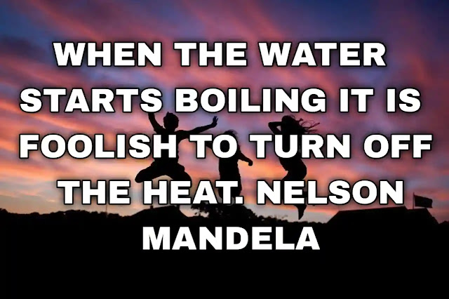 When the water starts boiling it is foolish to turn off the heat. Nelson Mandela