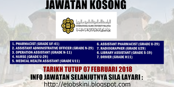 Jawatan Kosong International Islamic University Malaysia (IIUM) - 07 Februari 2018