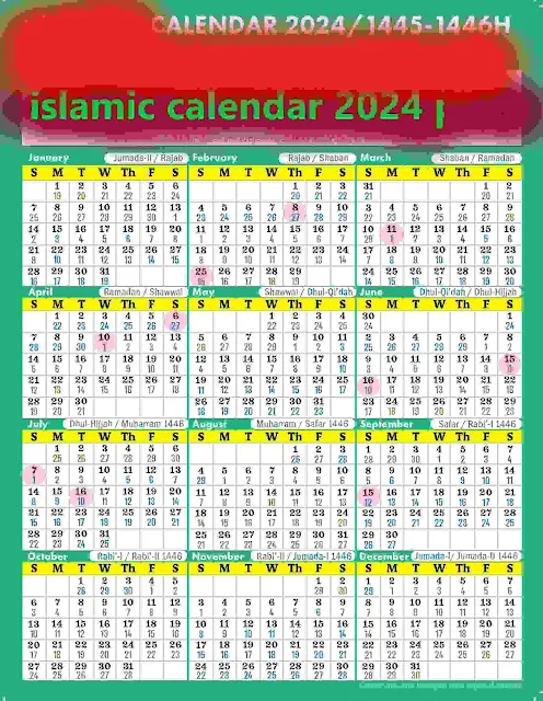 islamic calendar 2024 pdf