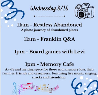 Fun things at the Franklin Senior Center to do this week - Aug 16