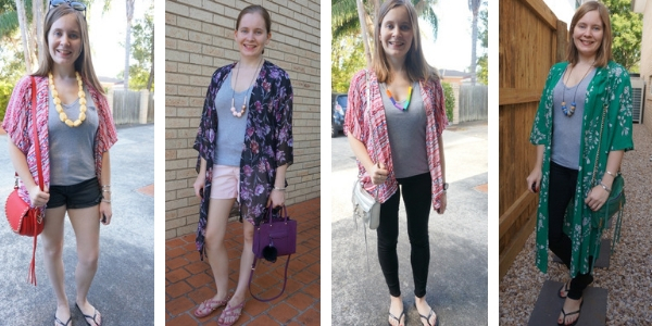 4 ways to wear a grey tee with a kimono away from the blue