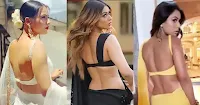 nia sharma saree backless blouse tv actress