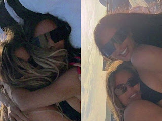 Kim & Khloe Kardashian Playfully Wrestle In Swimwear On Their Cabo Vacation Trips Photos