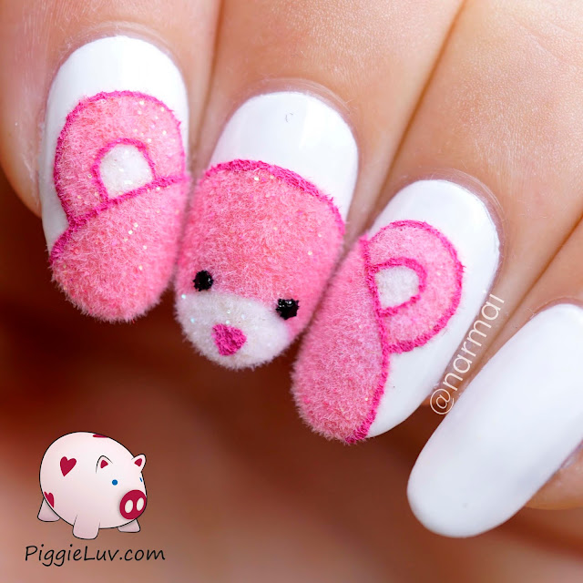 PiggieLuv: Fuzzy pink teddy bear nail art