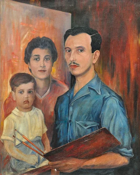 Rafael Arzeno, autorretrato con familia, 1955