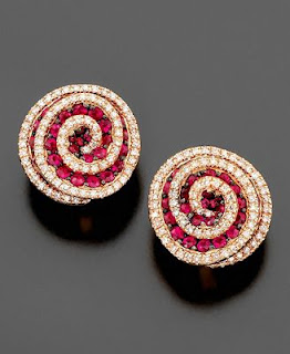 14k Rose Gold Earrings(Ruby and Diamond)