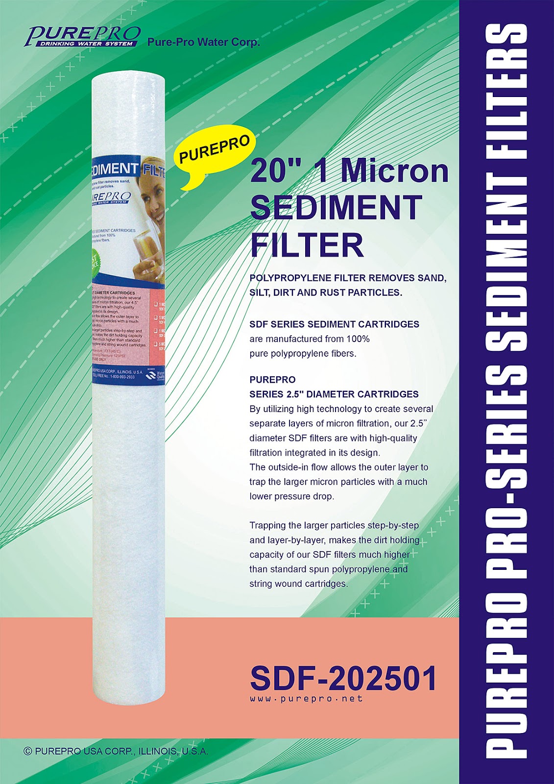 PurePro® USA 20" 1 Micron Sediment Filter PurePro SDF-202501