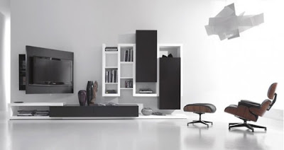 NewBlack and White Living Room, Living Room Design, Black and White interior, Functional Tv Stand, 