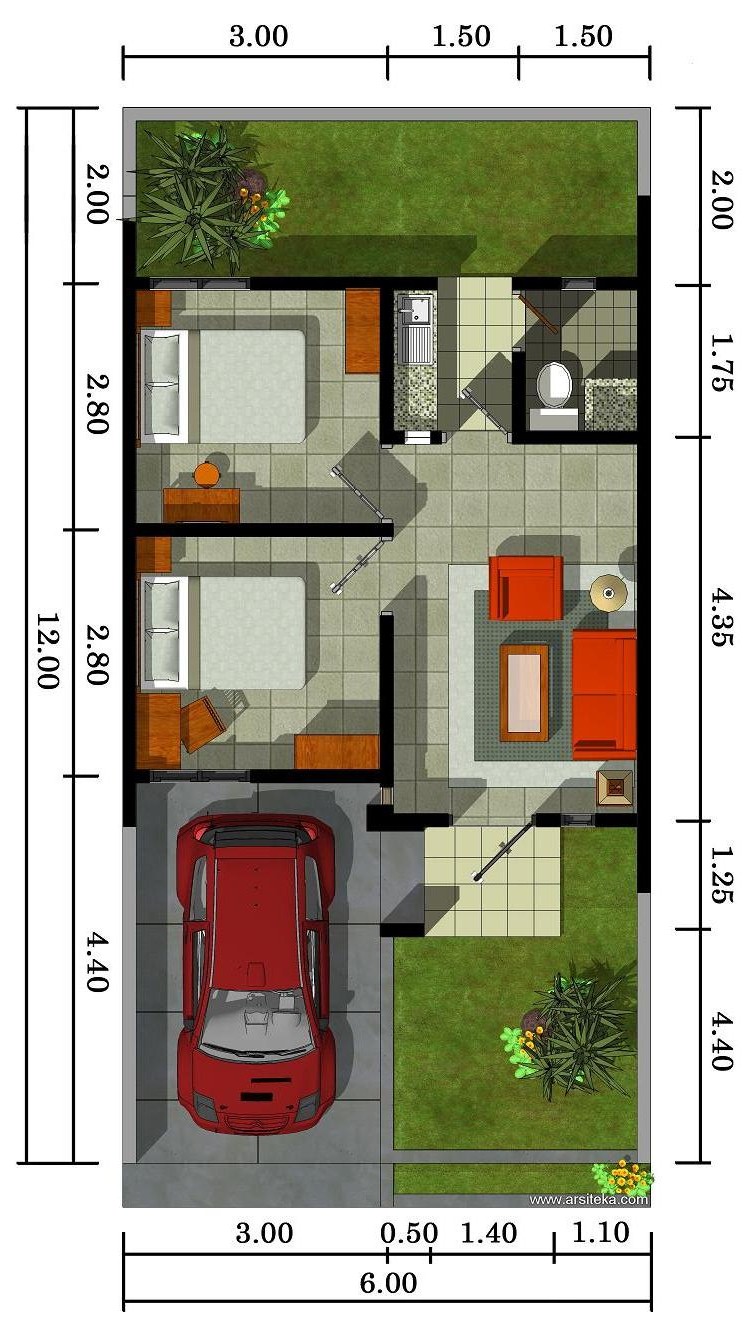 30 Denah Rumah Minimalis Type 36 Rumahku Unik