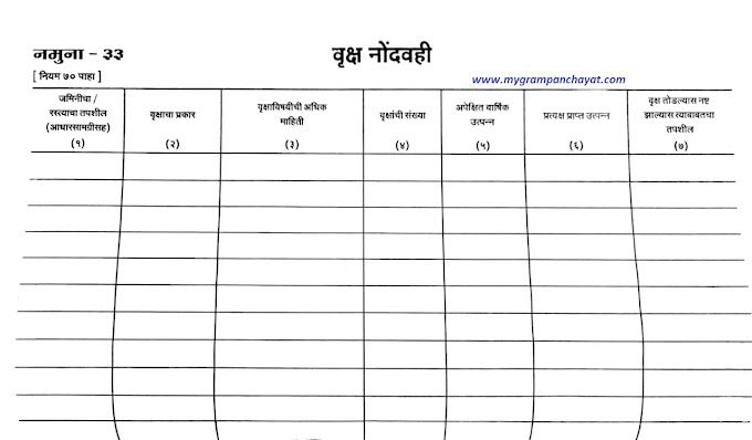 ग्रामपंचायत नमुना नं 33 :- वृक्ष नोंदवही