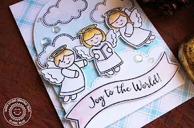 Sunny Studio Stamps: Little Angels Joy To The World Christmas Card by Eloise Blue.
