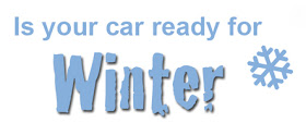 is your car ready for winter text with snowflake