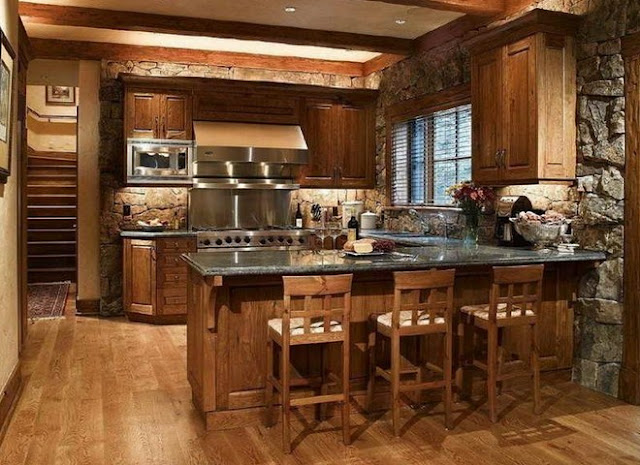 Beautiful Kitchens Design Ideas with Stone Walls 