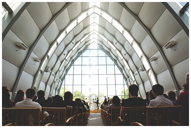 wedding ceremony at Rose Hulman's White Chapel