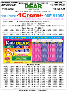 Nagaland State Lottery Sambad Result Today 17 June Morning 11:55AM