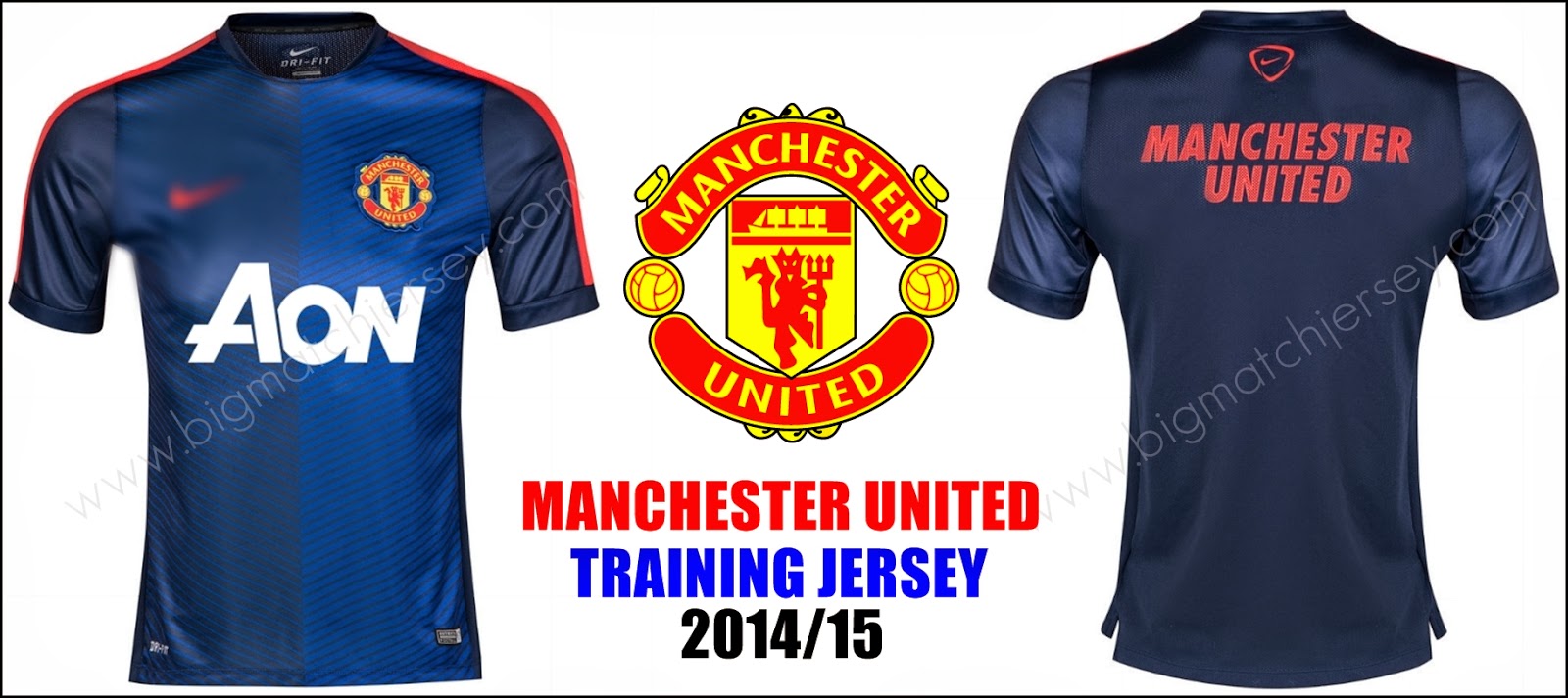 Jersey Manchester United Pre Match Blue 2014 2015 Big Match