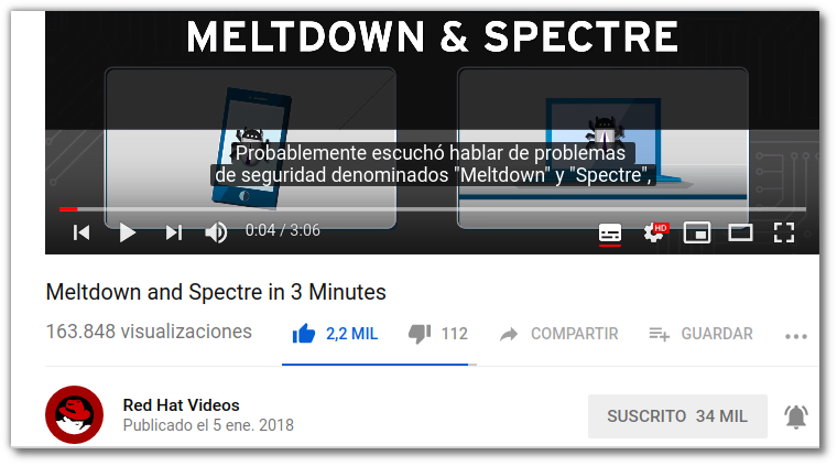 Vulnerabilidades Meltdown and Spectre explicada en 3 Minutes por Red Hat