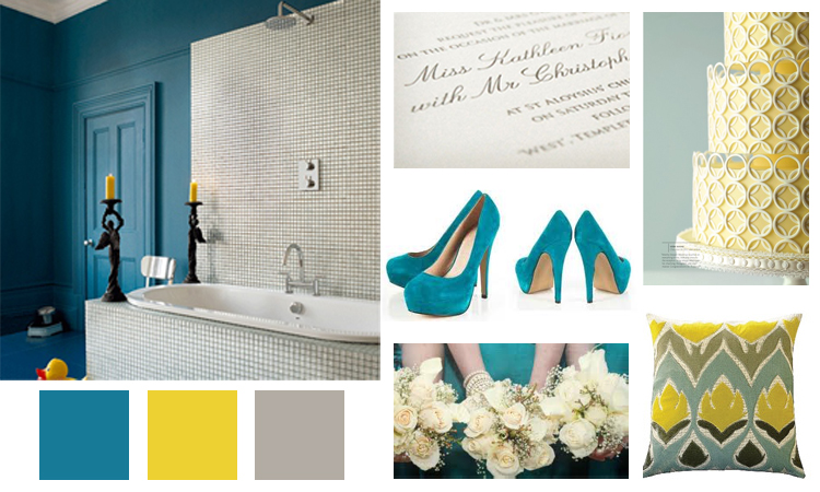Making for teal and mustard as your key colors And a light browngrey to 