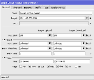 Melimit Bandwidth Berdasarkan Waktu di Mikrotik