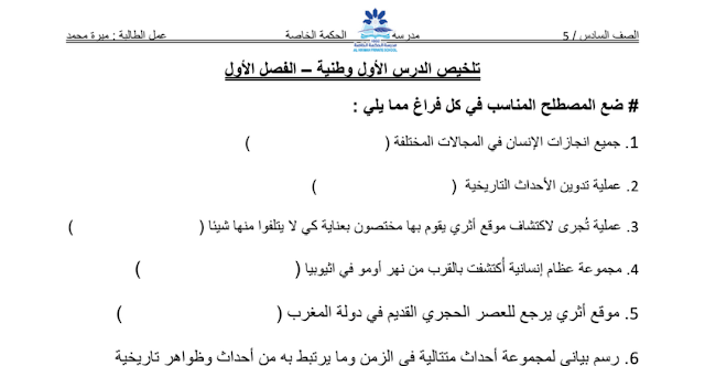 تلخيص الدرس الأول دراسات اجتماعية