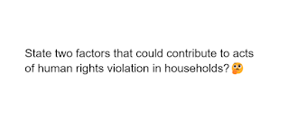 State two factors that could contribute to acts of human rights violation in households?
