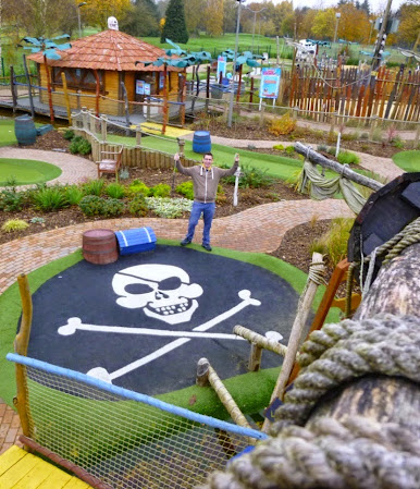 Richard Gottfried at the Pirate Island Adventure Golf course at Hoebridge Golf Centre in Old Woking, Surrey - the 352nd course played on our tour