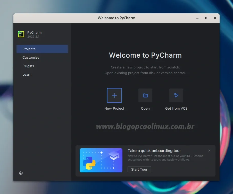 PyCharm Community executando no Fedora 39 Workstation