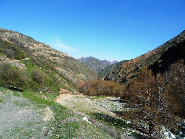Hike to the Fanfarok waterfall at the 21st kilometer of the Varzob gorge, mountains of Tajikistan
