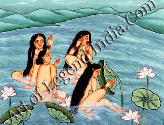 The Gopis are bathing