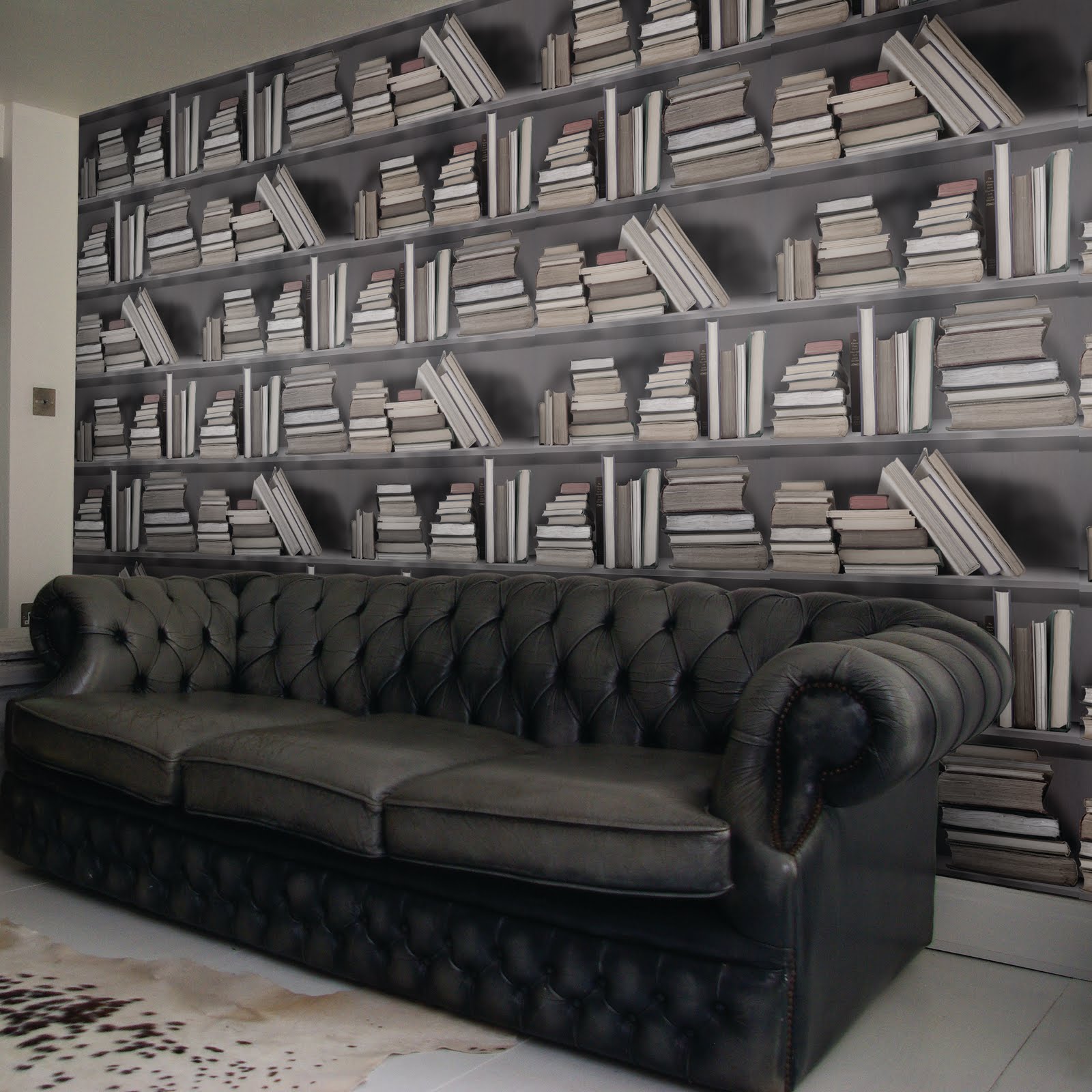 ... blog by two French sisters: Ridiculously fab Bookshelf wallpaper