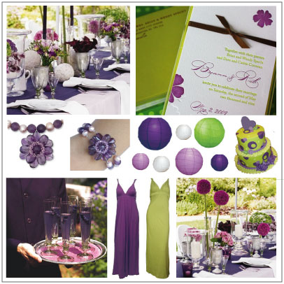 green and purple wedding cake