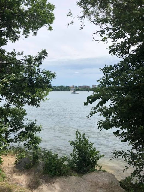 Watching boats sail by at Picnic Point in Madison, Wisconsin.