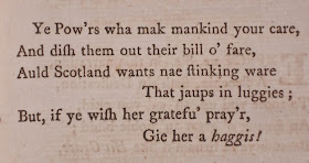 A printed verse on haggis.