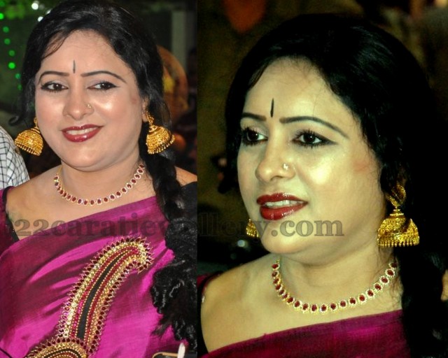 Actress in Ruby Choker and Jhumkas